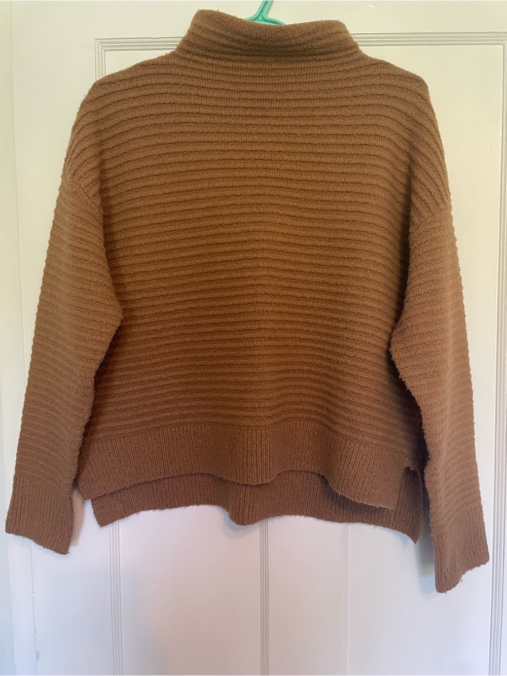 Garage Ribbed Funnel Neck Sweater - Tan Brown